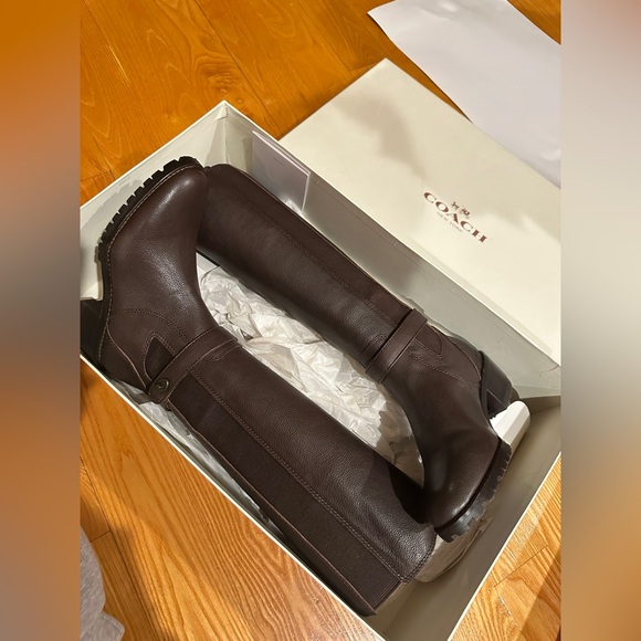 (brand new in box) Coach Pencey Soft Milled Leather Tall Boots - Brown US6 - Picture 3 of 7